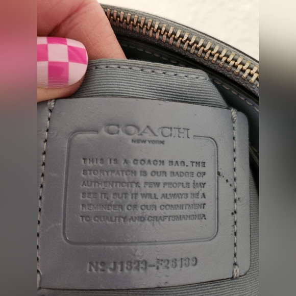 Coach Monogram Brown/ Light Blue Top Handle. In Excellent Condition Outside - Picture 9 of 11